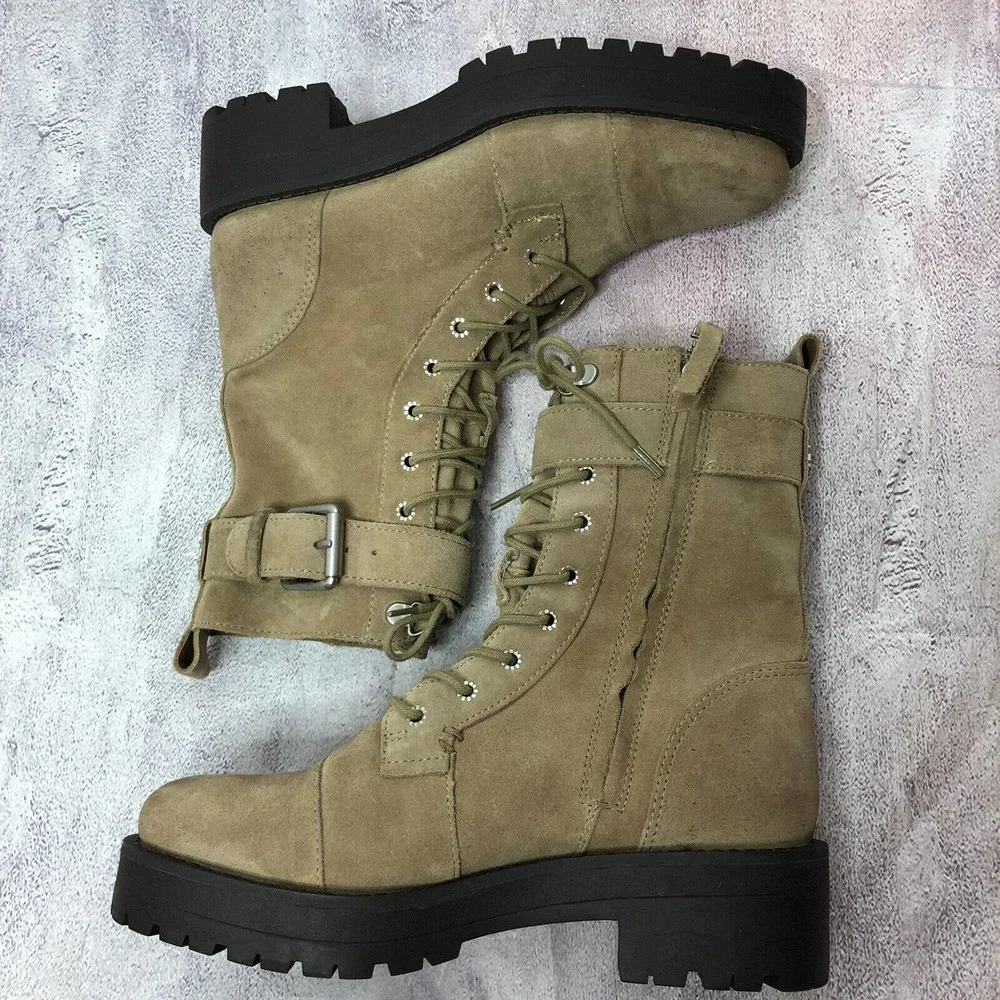 NEW Sam Edelman Womens Junip Combat Boots Size 6 Suede‎ Leather Lace Up FLAW